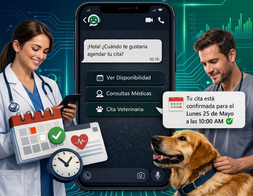 Chatbot para Clínicas y Veterinarias - Dark Mode